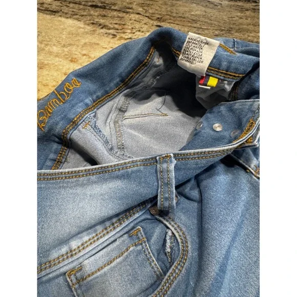 Bamboo Jeans Womens Size 5 Skinny High Rise Triple Button Blue Denim Stretch - Picture 6 of 8